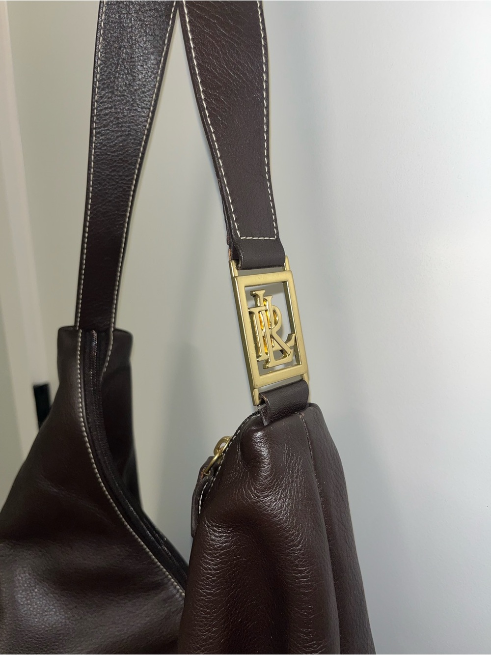 Ralph Lauren Brown Leather Hobo Bag with gold hardware - Picture 2 of 7